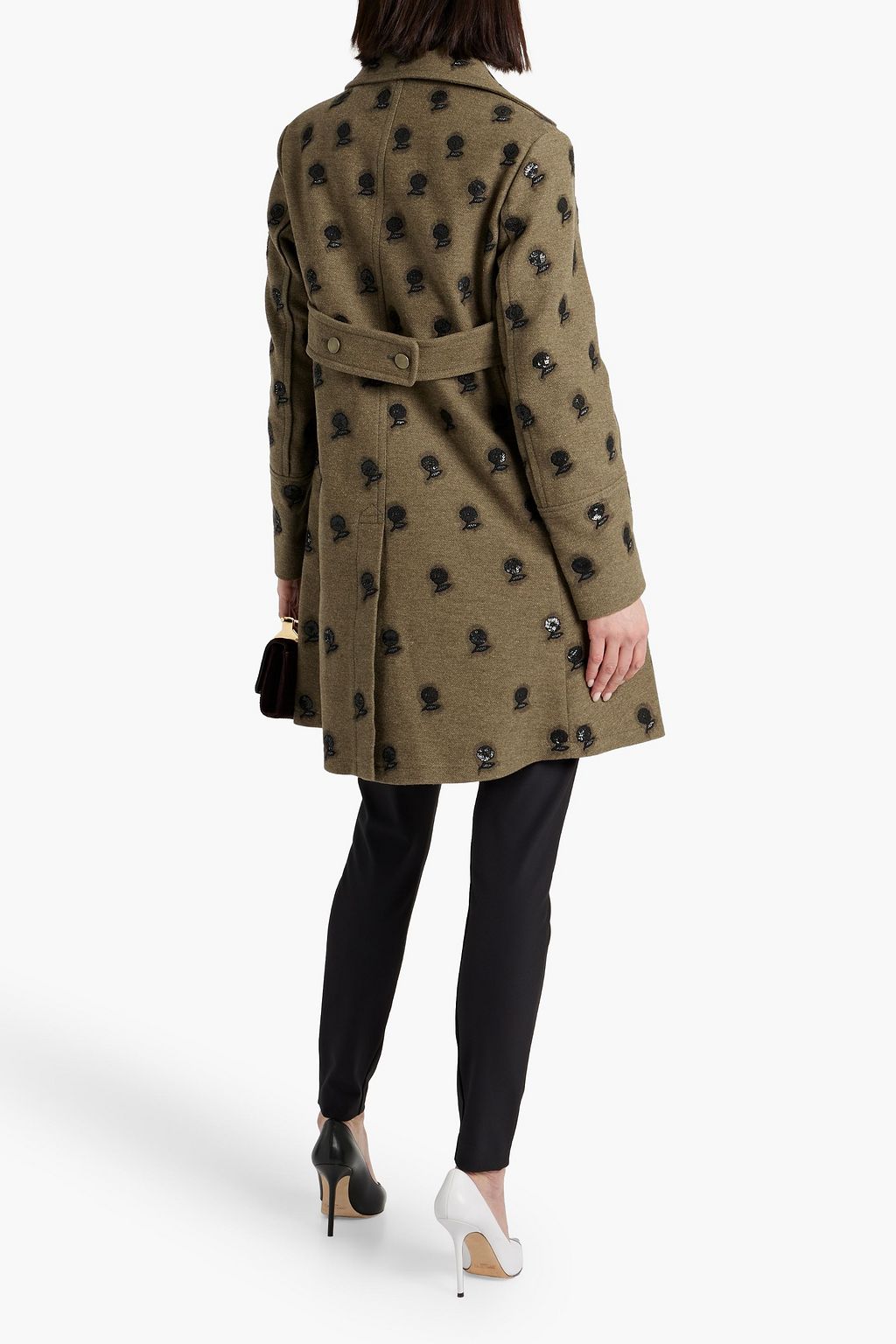 VALENTINO GARAVANI Double-breasted embellished  wool-blend coat