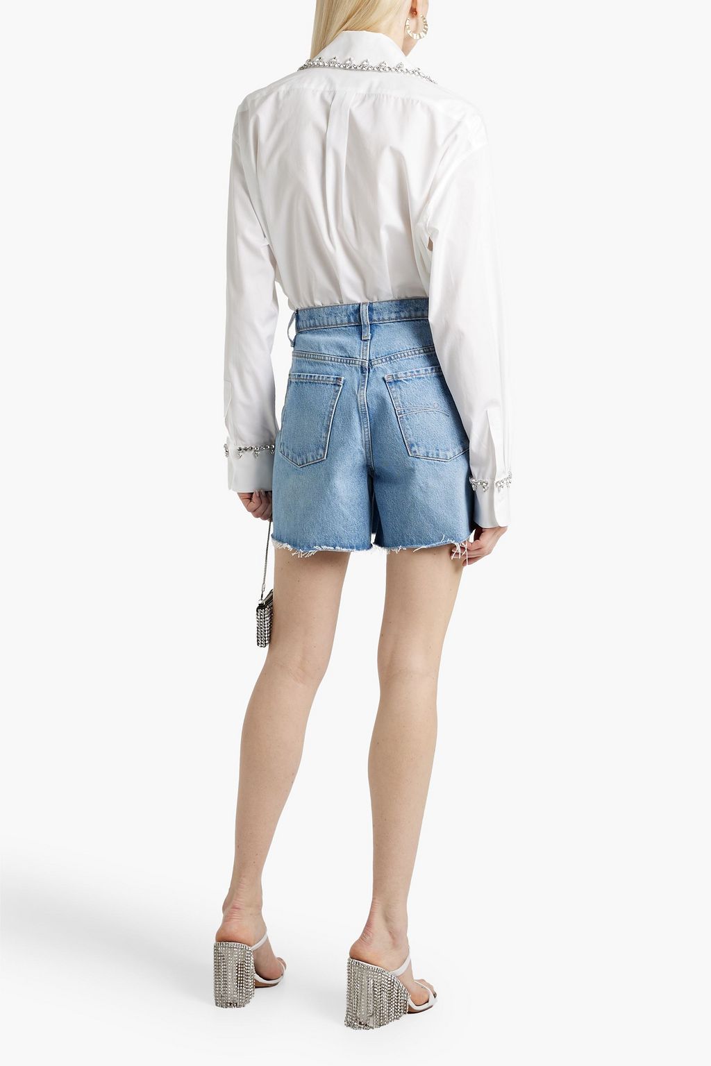 AREA Crystal-embellished cotton-poplin shirt