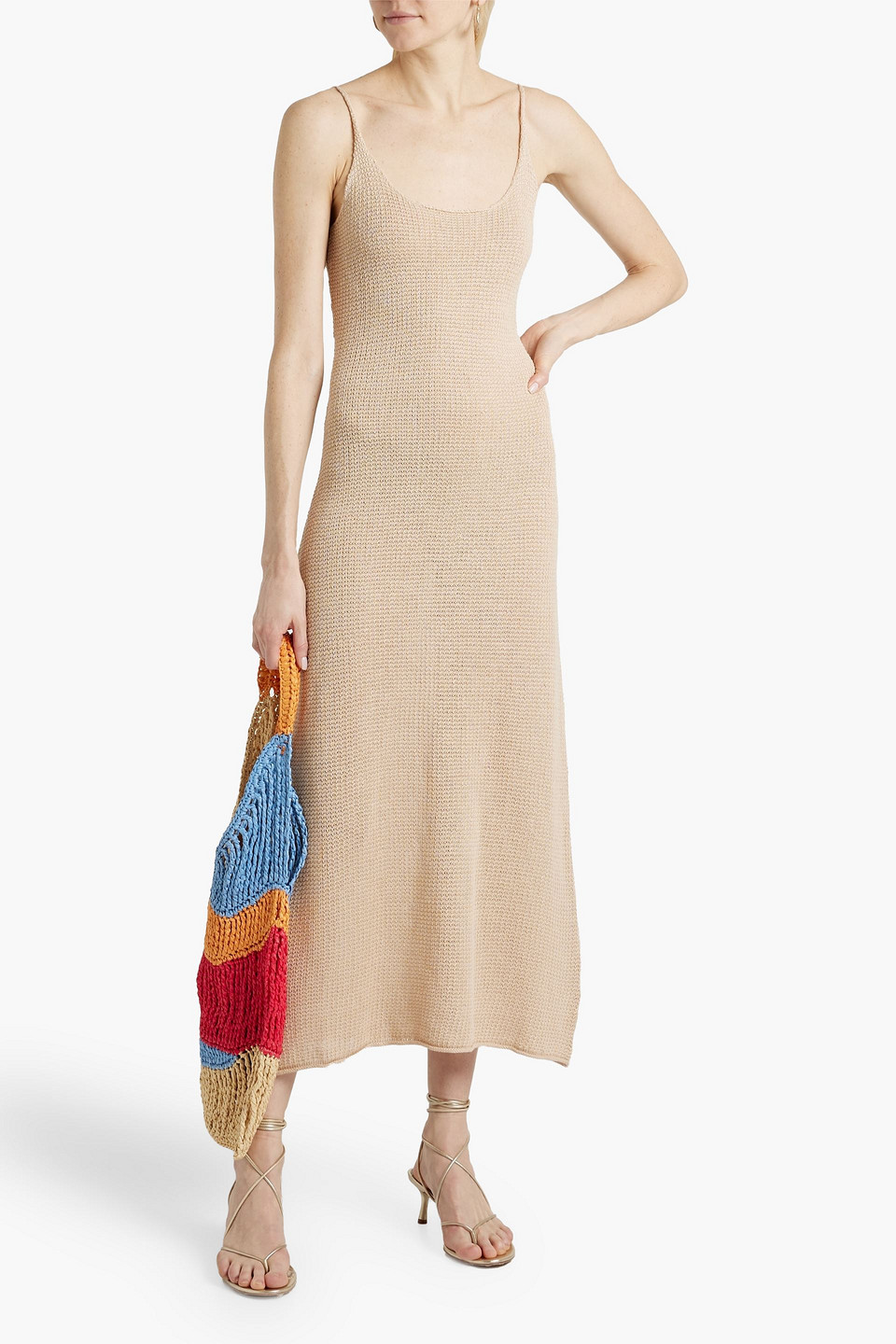 Shop Onia Linen Midi Slip Dress In Sand