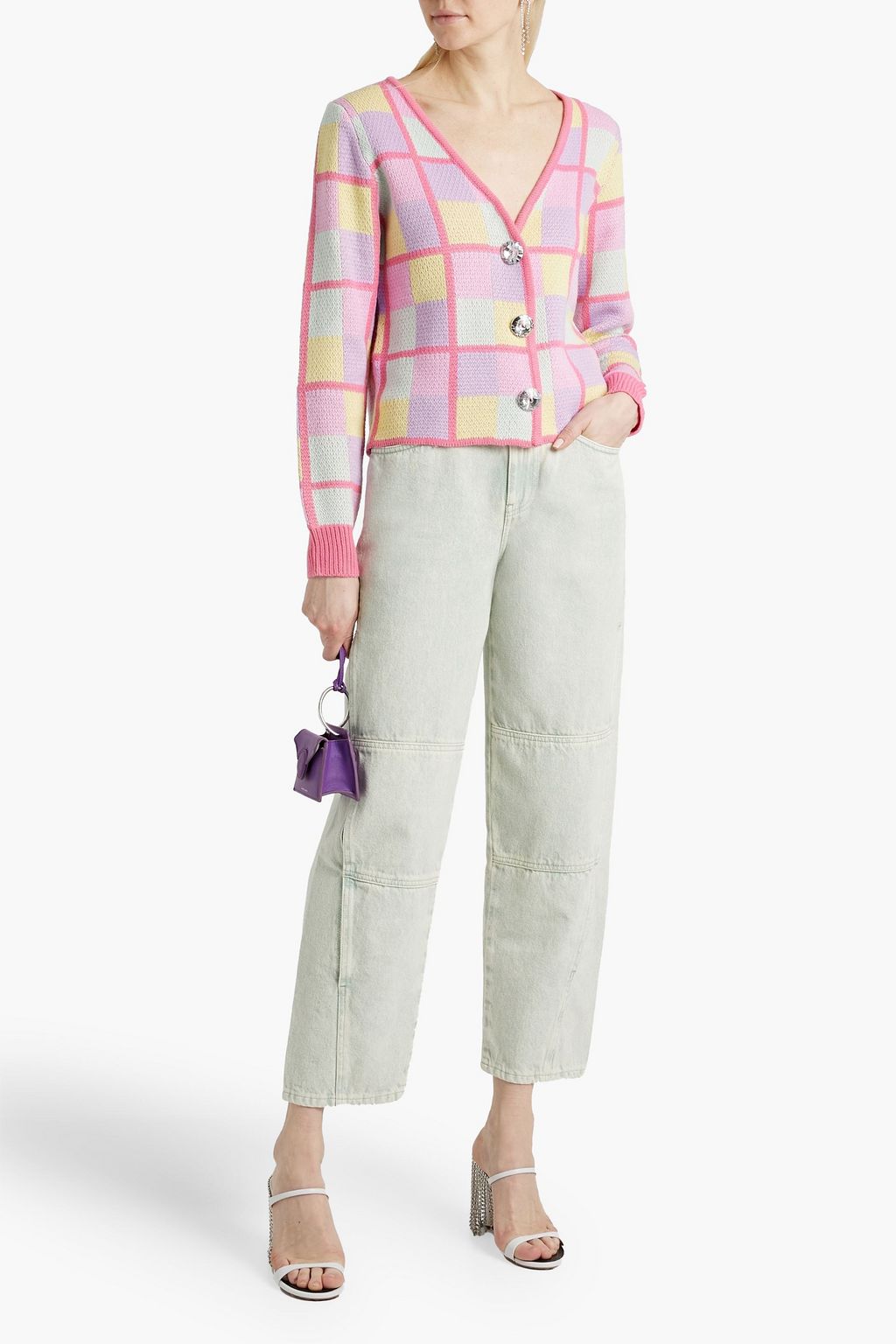 OLIVIA RUBIN Checked knitted cardigan