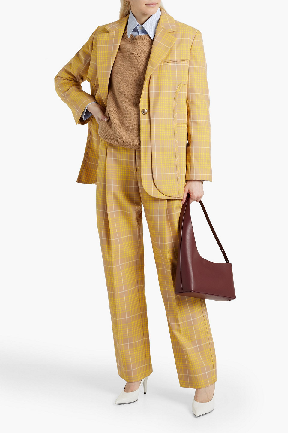 Shop 3.1 Phillip Lim / フィリップ リム Layered Checked Twill Blazer In Yellow