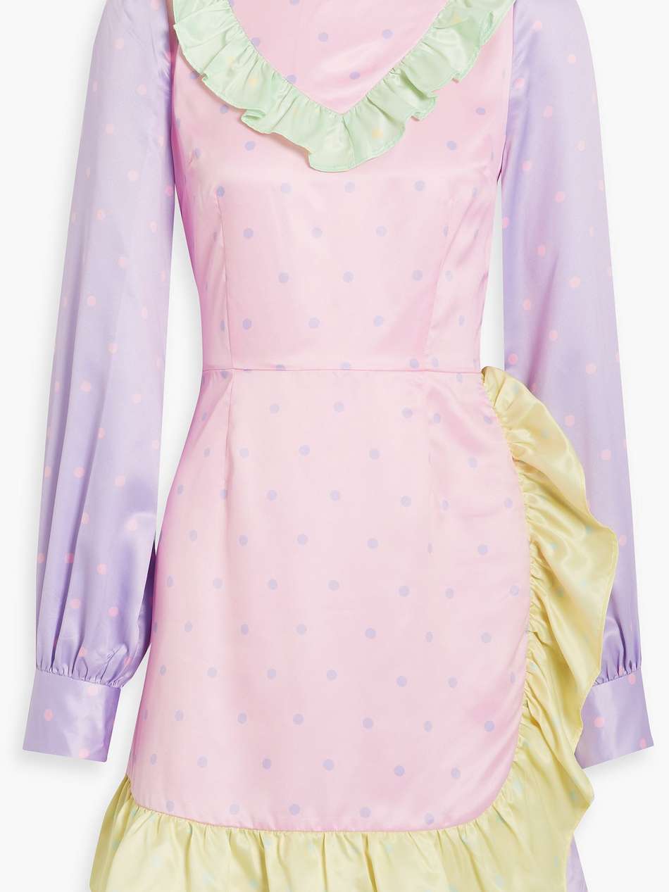 ruffled polka-dot satin mini dress