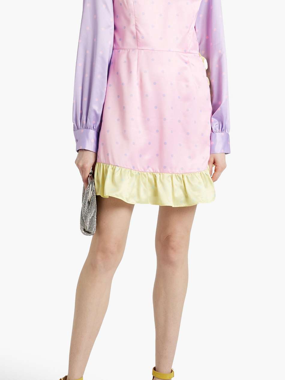 ruffled polka-dot satin mini dress