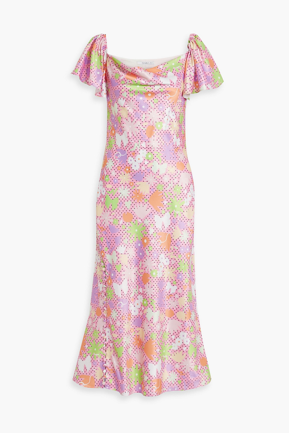 olivia rubin pink dress Olivia Rubin Imogen Sequin Wrap Midi Dress Pink Polka Dot Party Size 2