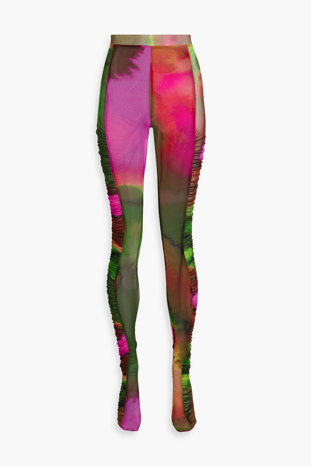 DRIES VAN NOTEN Ruched tie-dyed mesh leggings