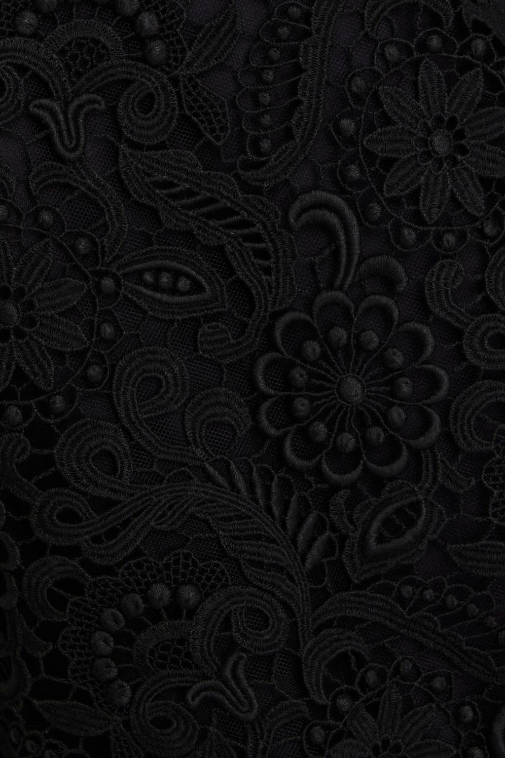VALENTINO GARAVANI Macramé lace-paneled pleated silk-blend voile gown