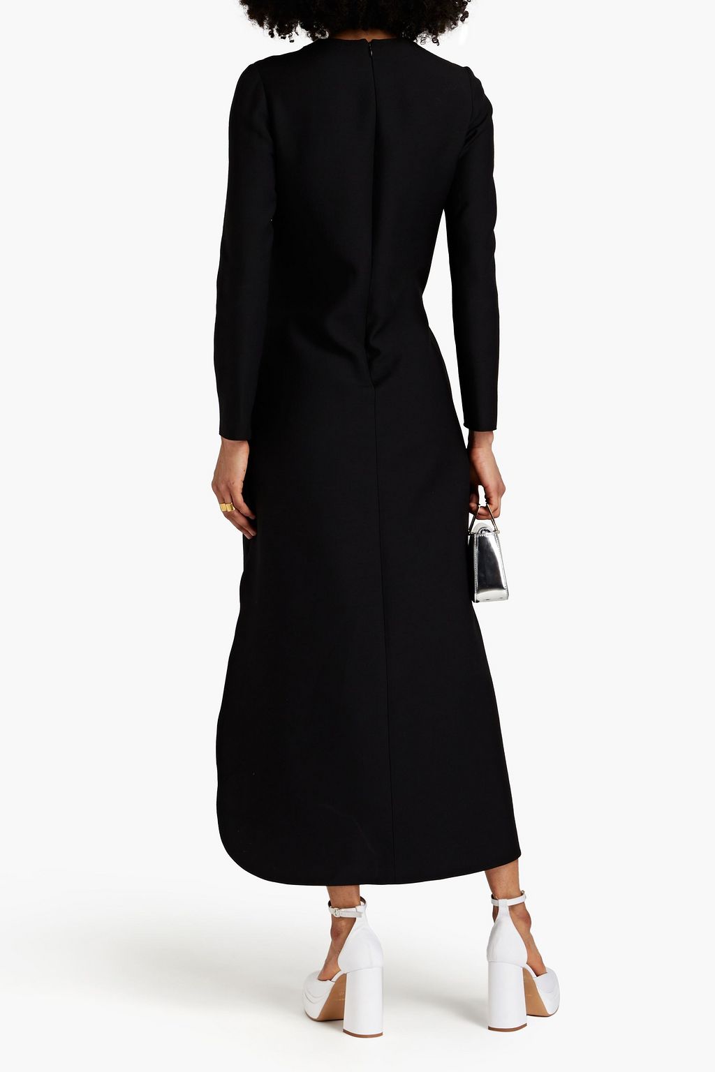 VALENTINO GARAVANI Embroidered printed wool and silk-blend crepe midi dress