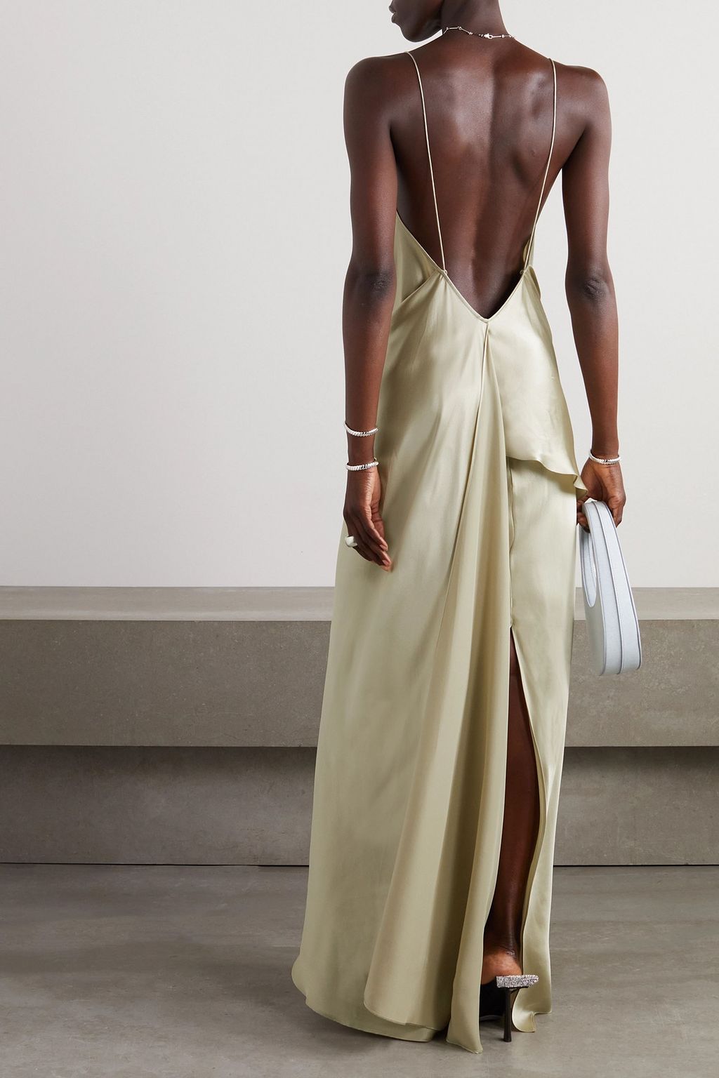 CHRISTOPHER ESBER Verdant Falls open-back draped silk-satin maxi dress