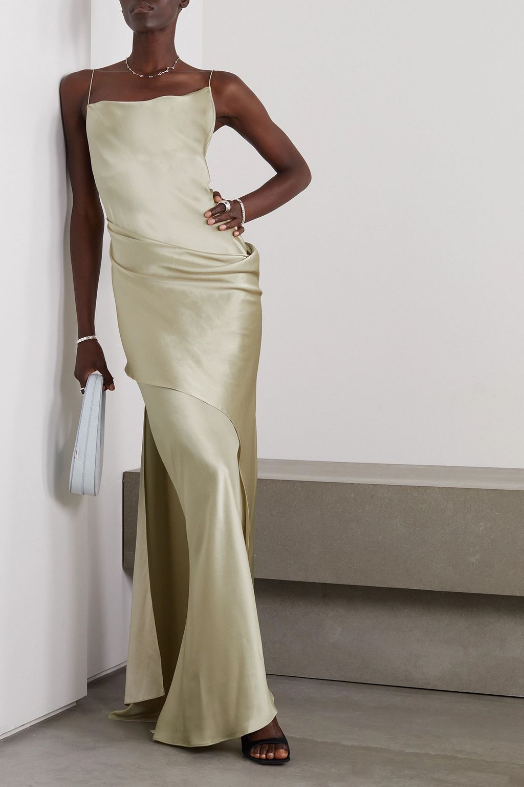 CHRISTOPHER ESBER Verdant Falls open-back draped silk-satin maxi dress