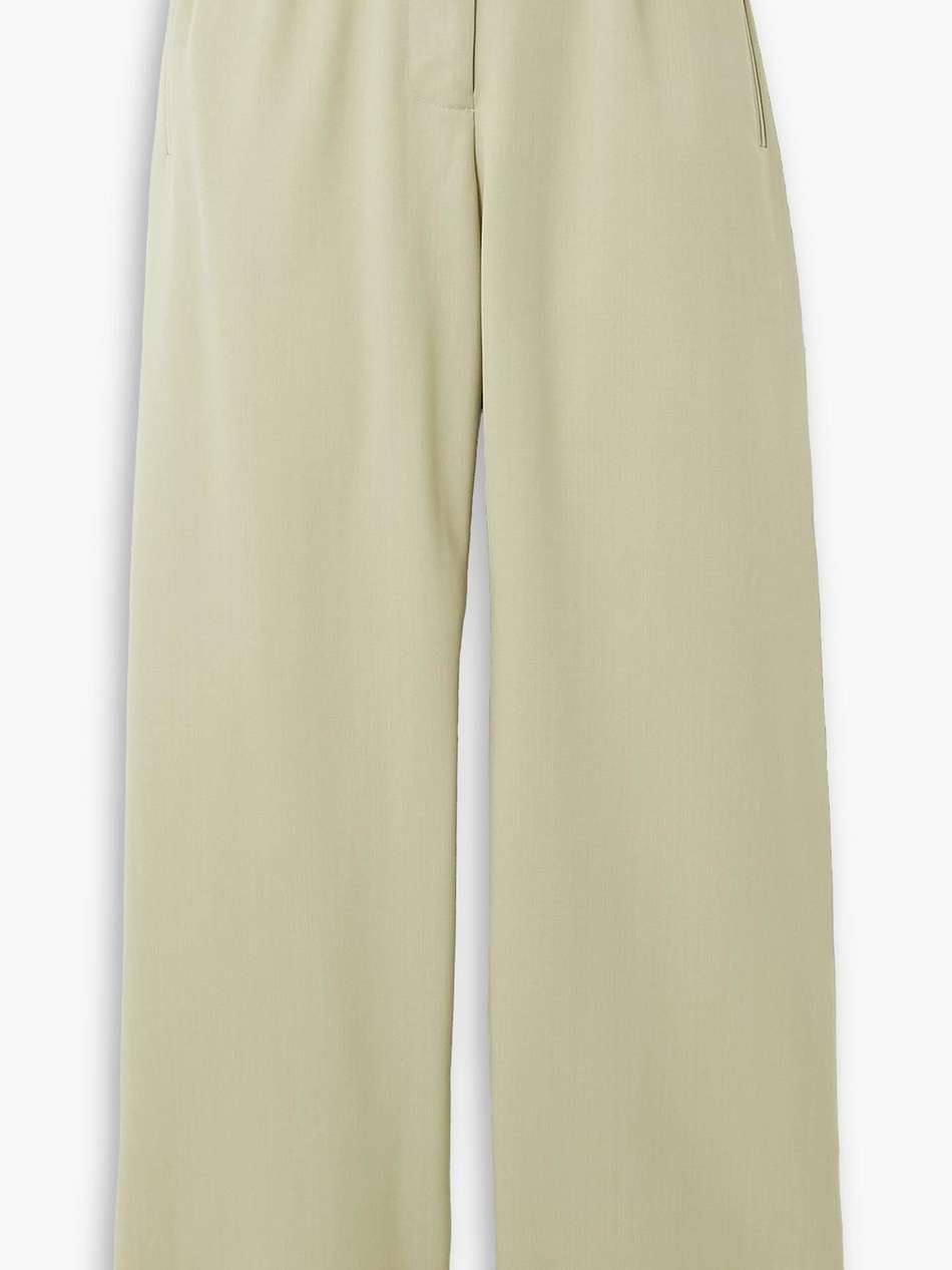 contorta ruched wool-blend gabardine wide-leg pants
