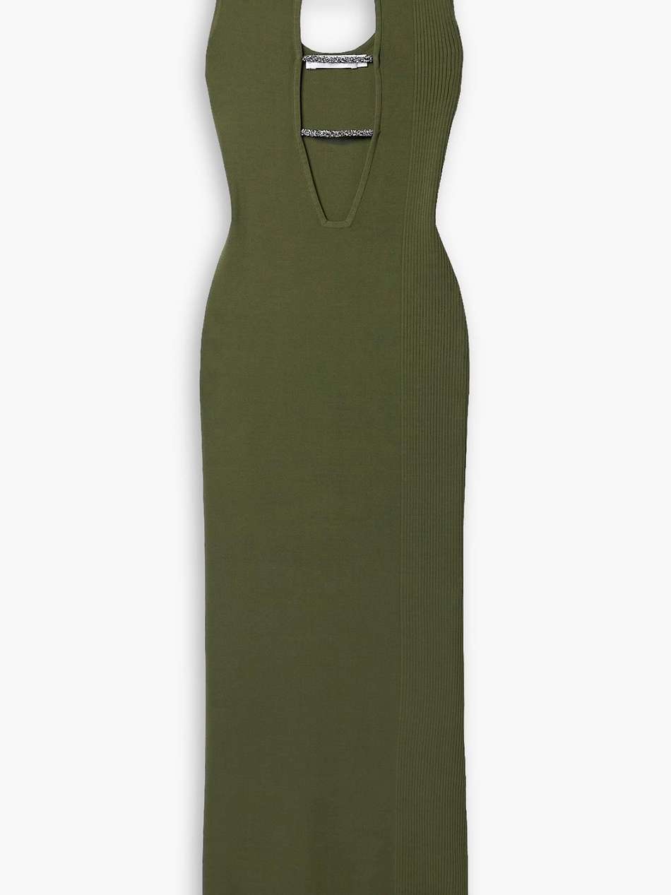 crystal-embellished stretch-knit maxi dress