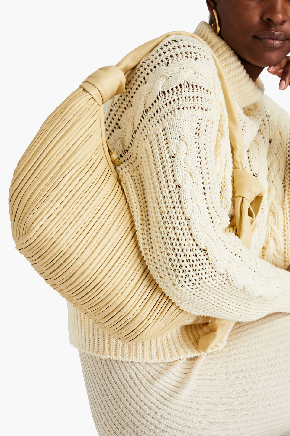 NEOUS NEPTUNE PLEATED LEATHER SHOULDER BAG