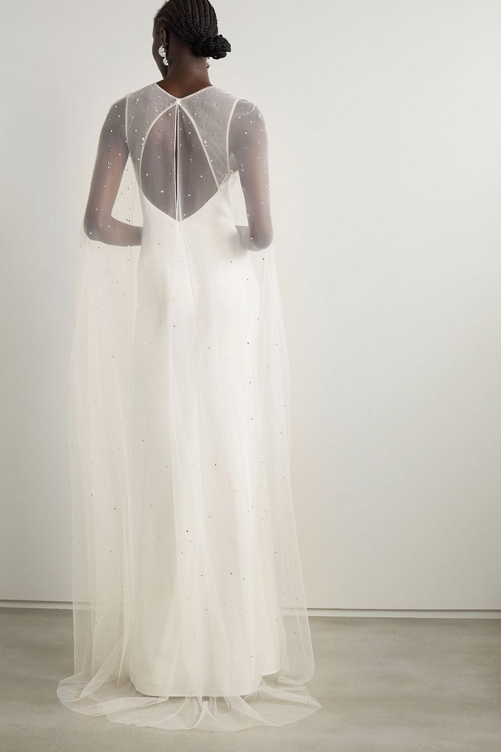 JENNY PACKHAM 케이프 이펙트 장식 튤 크레이프 가운