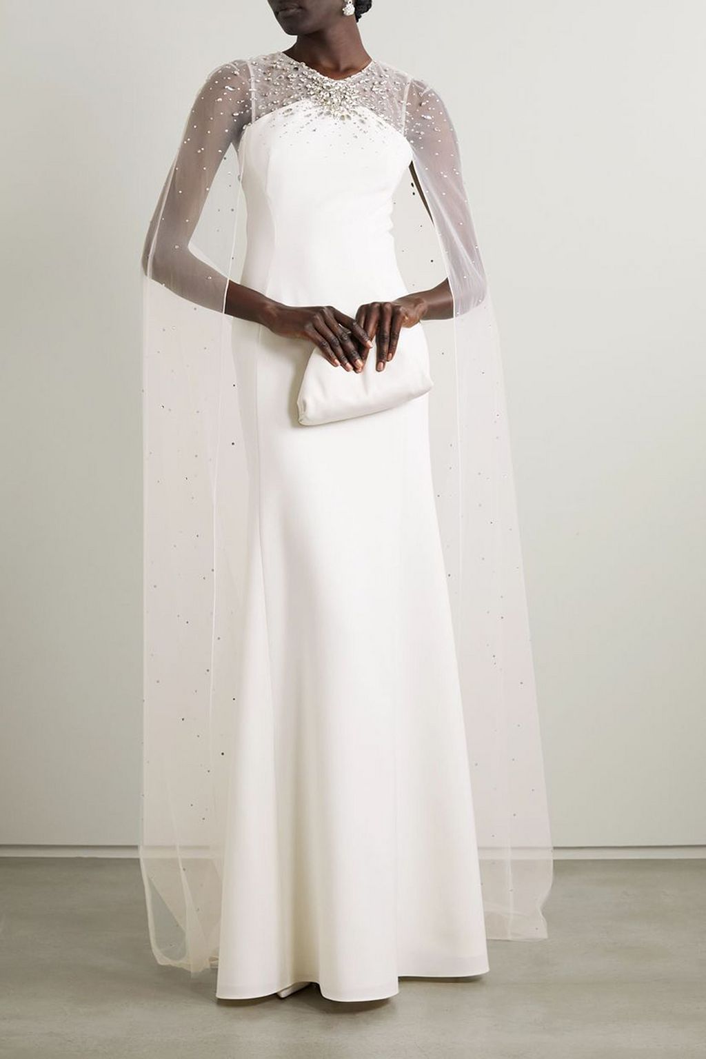 JENNY PACKHAM 케이프 이펙트 장식 튤 크레이프 가운