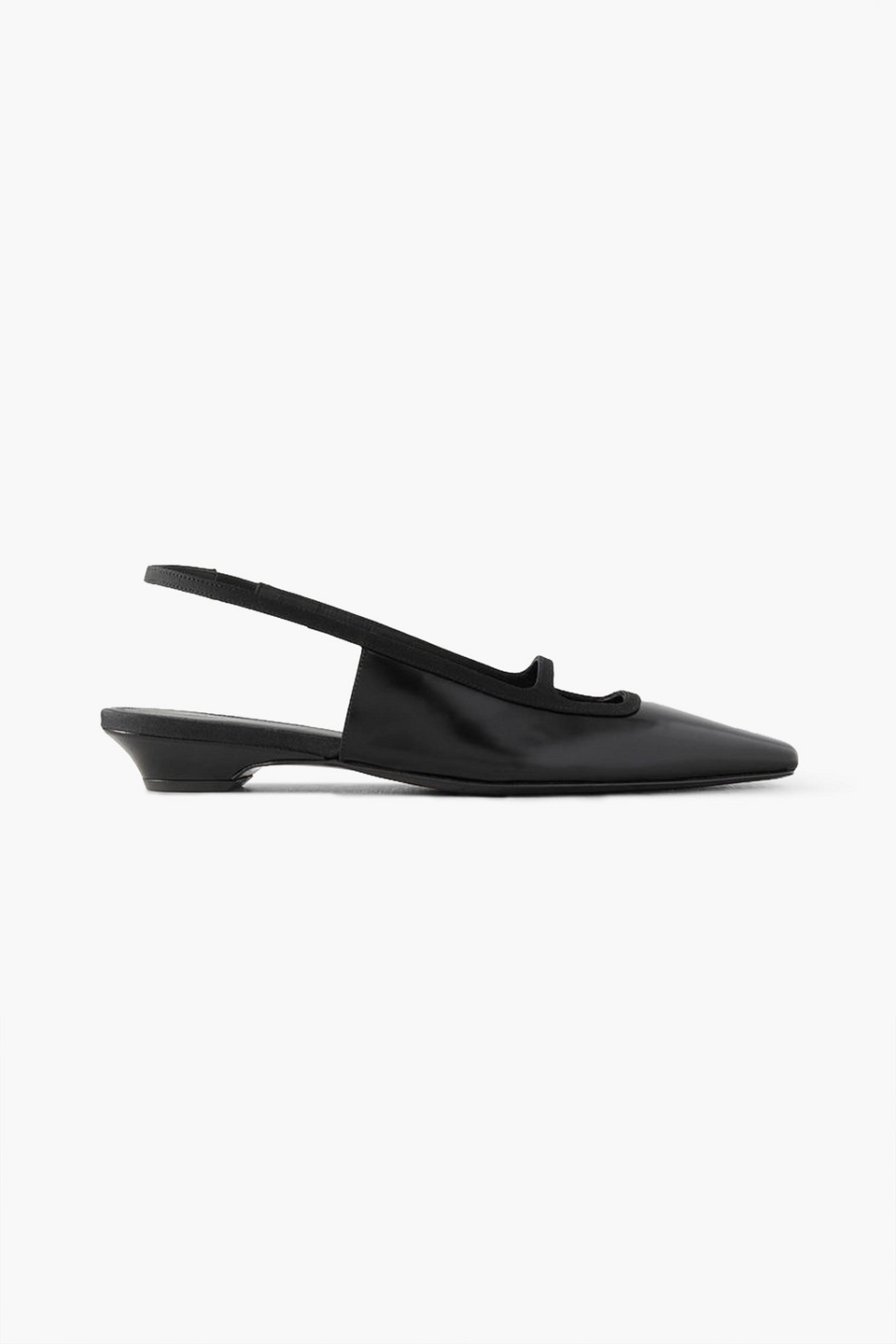 Sabik grosgrain-trimmed glossed-leather slingback pumps