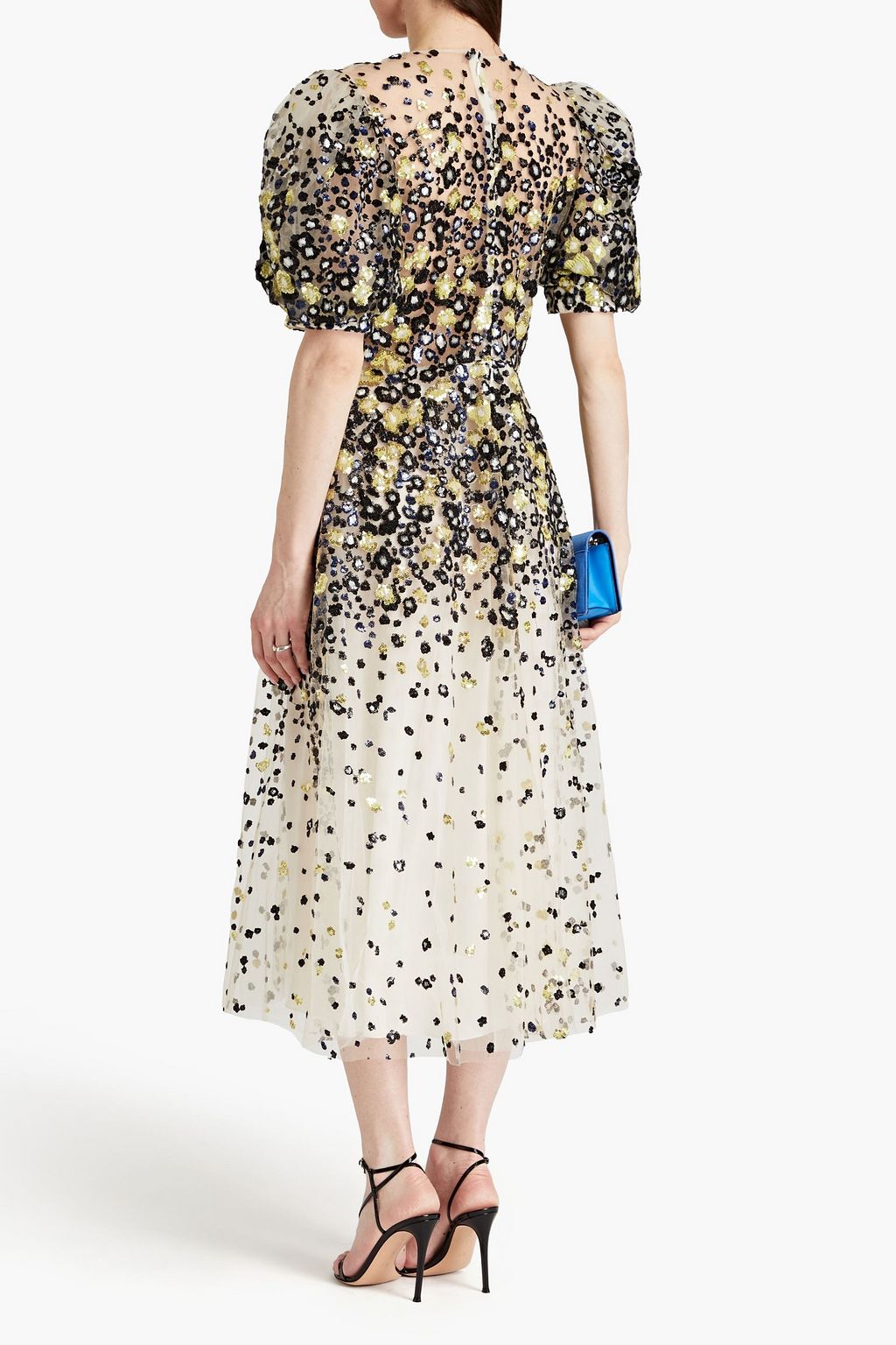 ELIE SAAB Wrap-effect sequin-embellished tulle midi dress