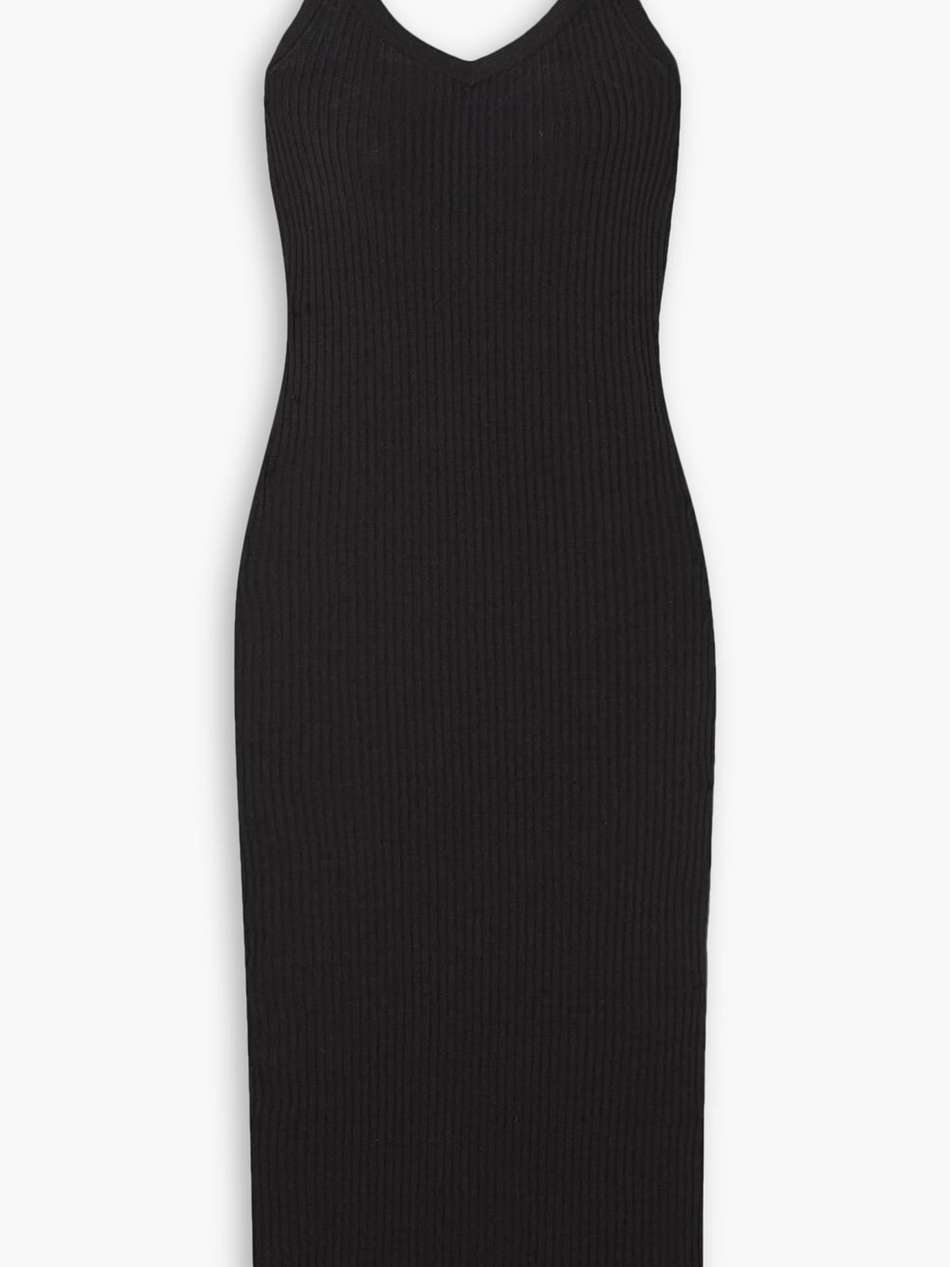 ribbed linen-blend midi dress