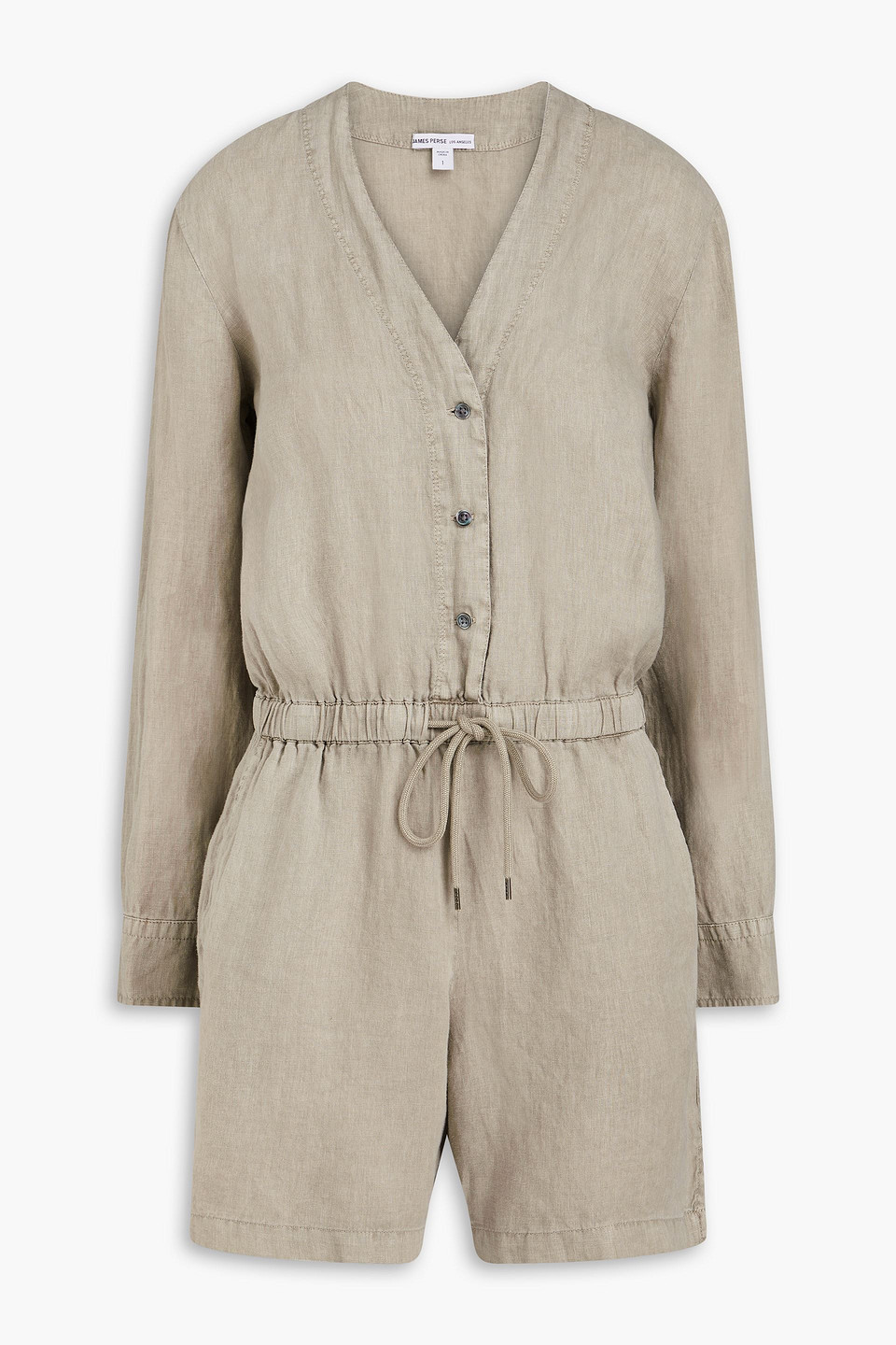 James Perse Linen-blend Playsuit In Mushroom