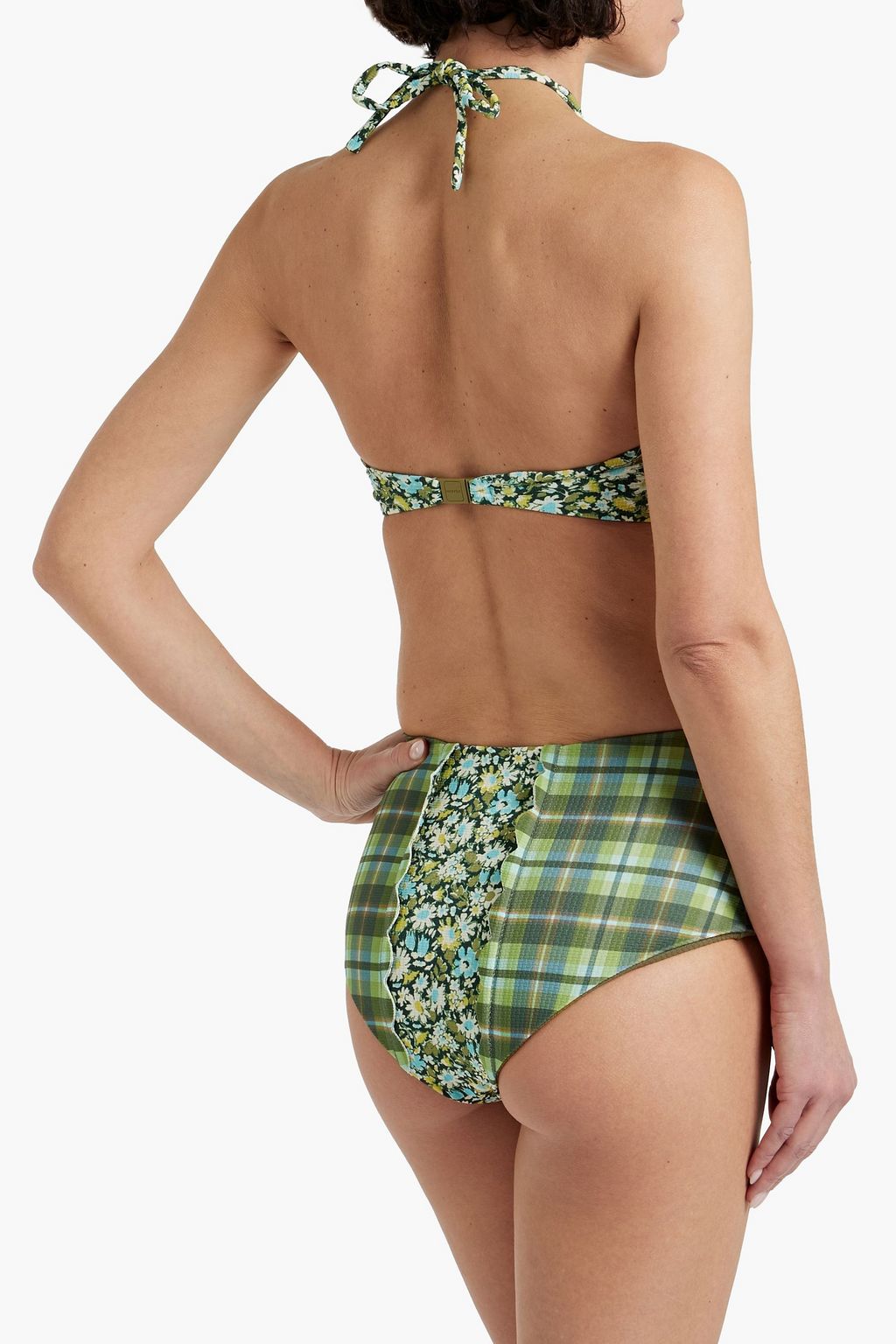 MARYSIA Chesapeake printed textured stretch-crepe high-rise bikini briefs