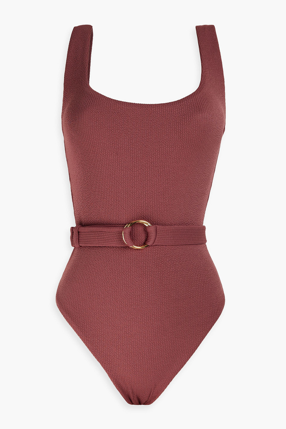 Melissa Odabash Rio Belted Ribbed Swimsuit In Antique Rose