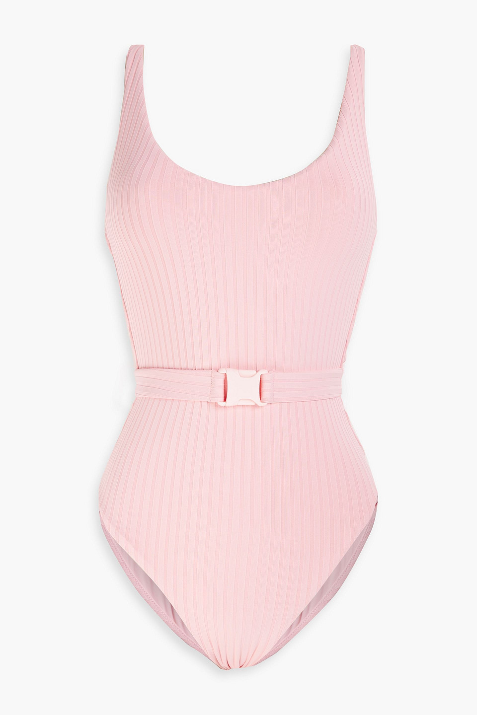 Melissa Odabash St. Tropez Belted Ribbed Swimsuit In Baby Pink