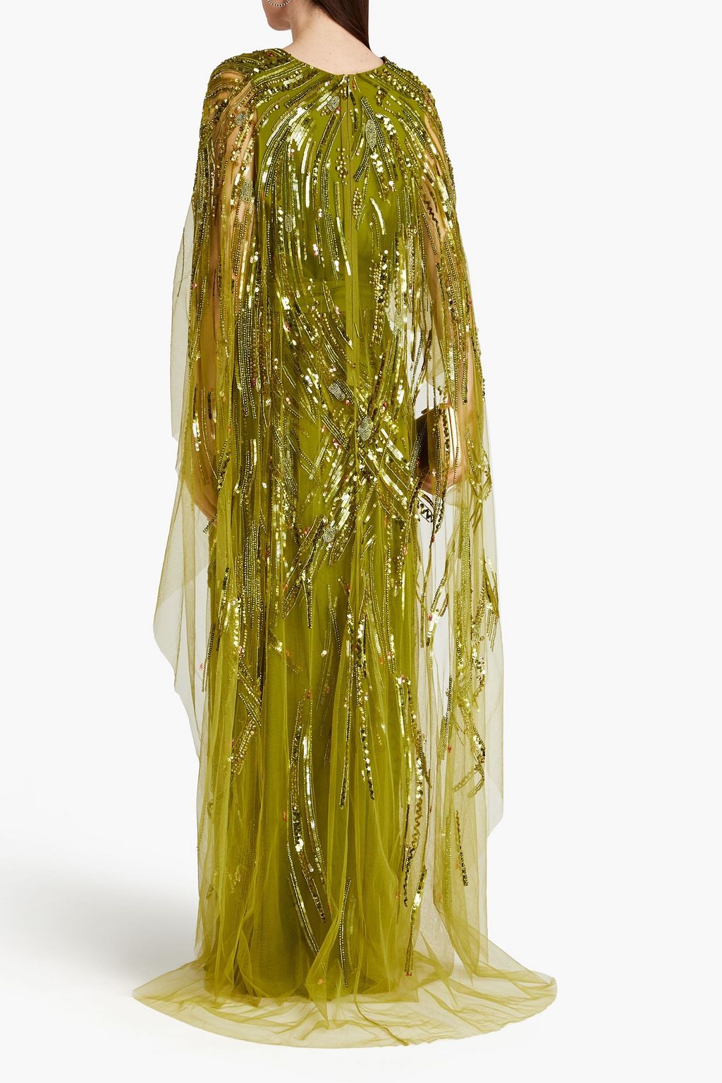 ELIE SAAB Wrap-effect sequin-embellished tulle gown