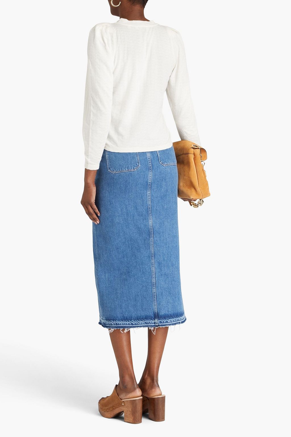 JOIE Stanton gathered pointelle-knit sweater