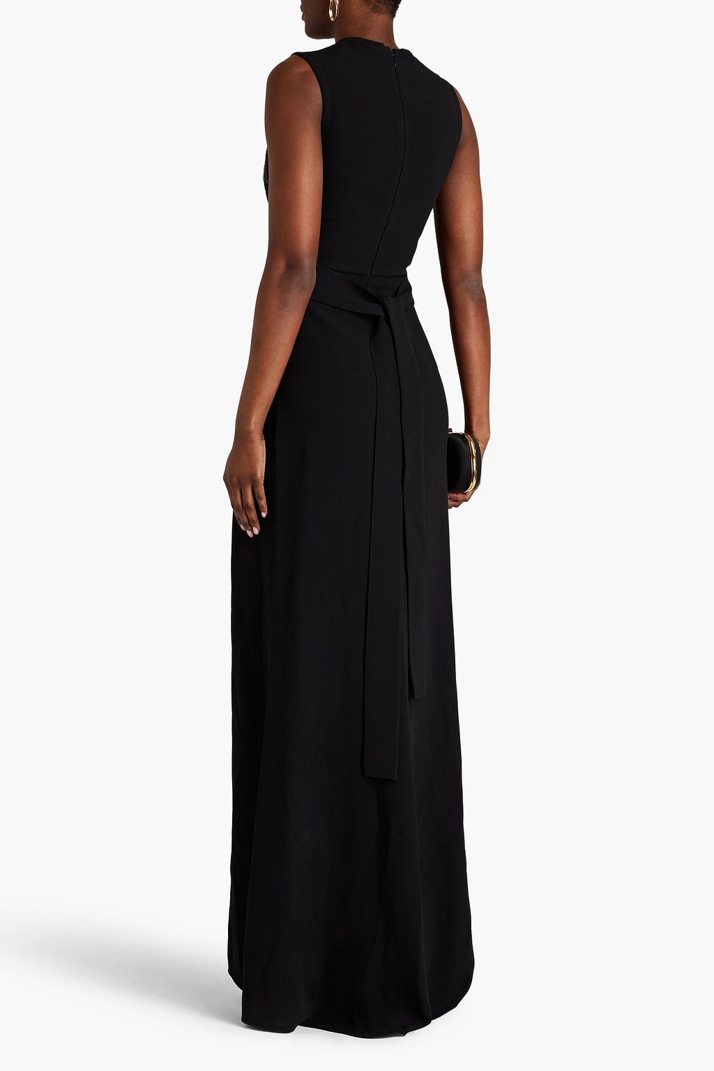 ELIE SAAB Tulle-paneled embellished cady gown