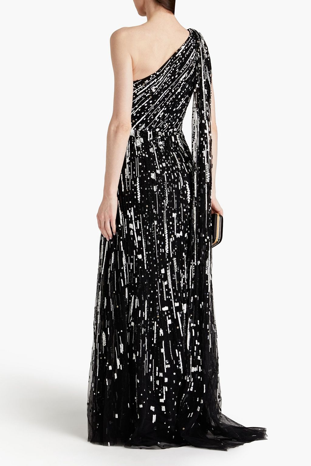 ELIE SAAB One-shoulder draped embellished tulle gown