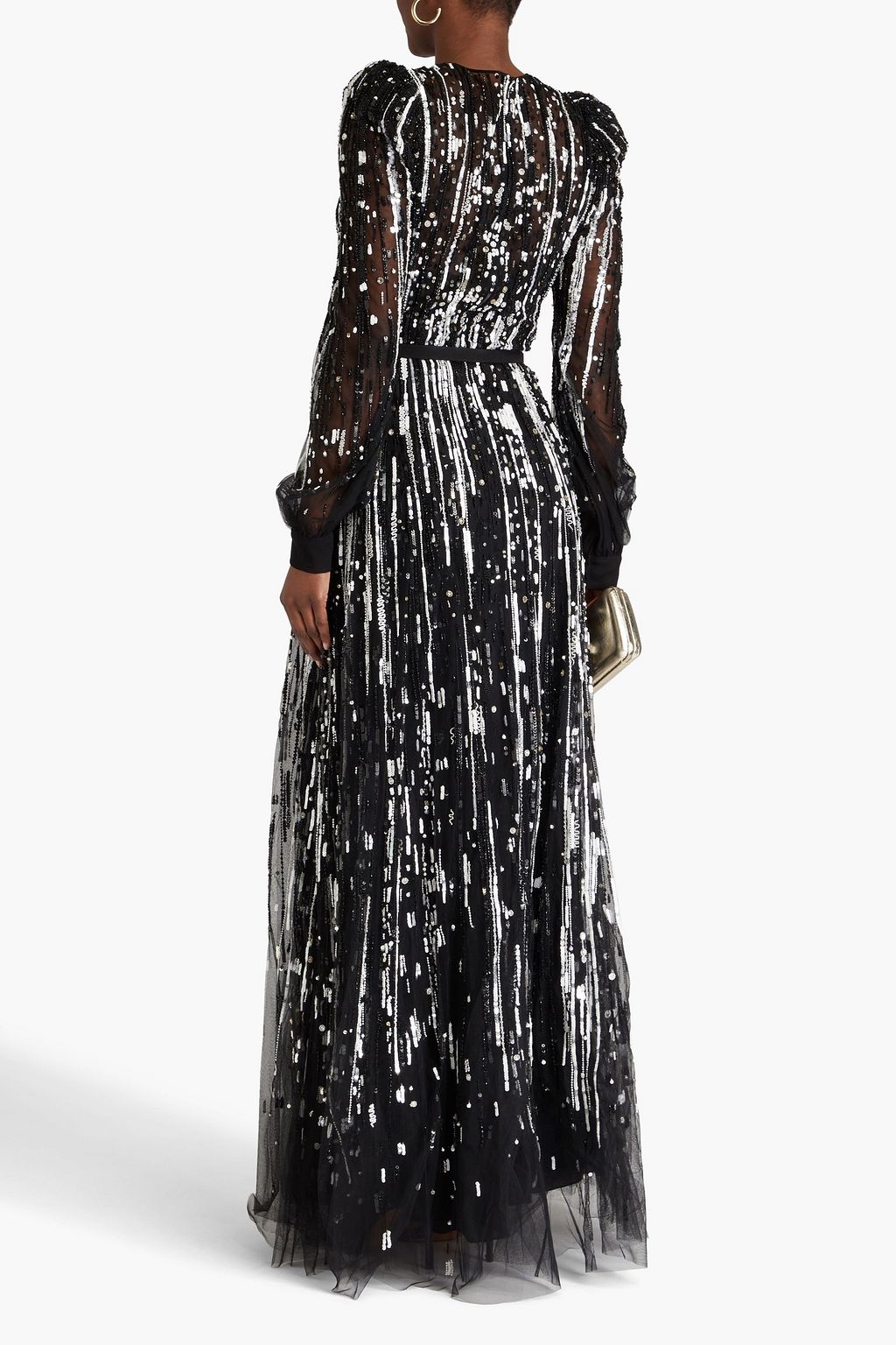 ELIE SAAB Wrap-effect embellished tulle gown