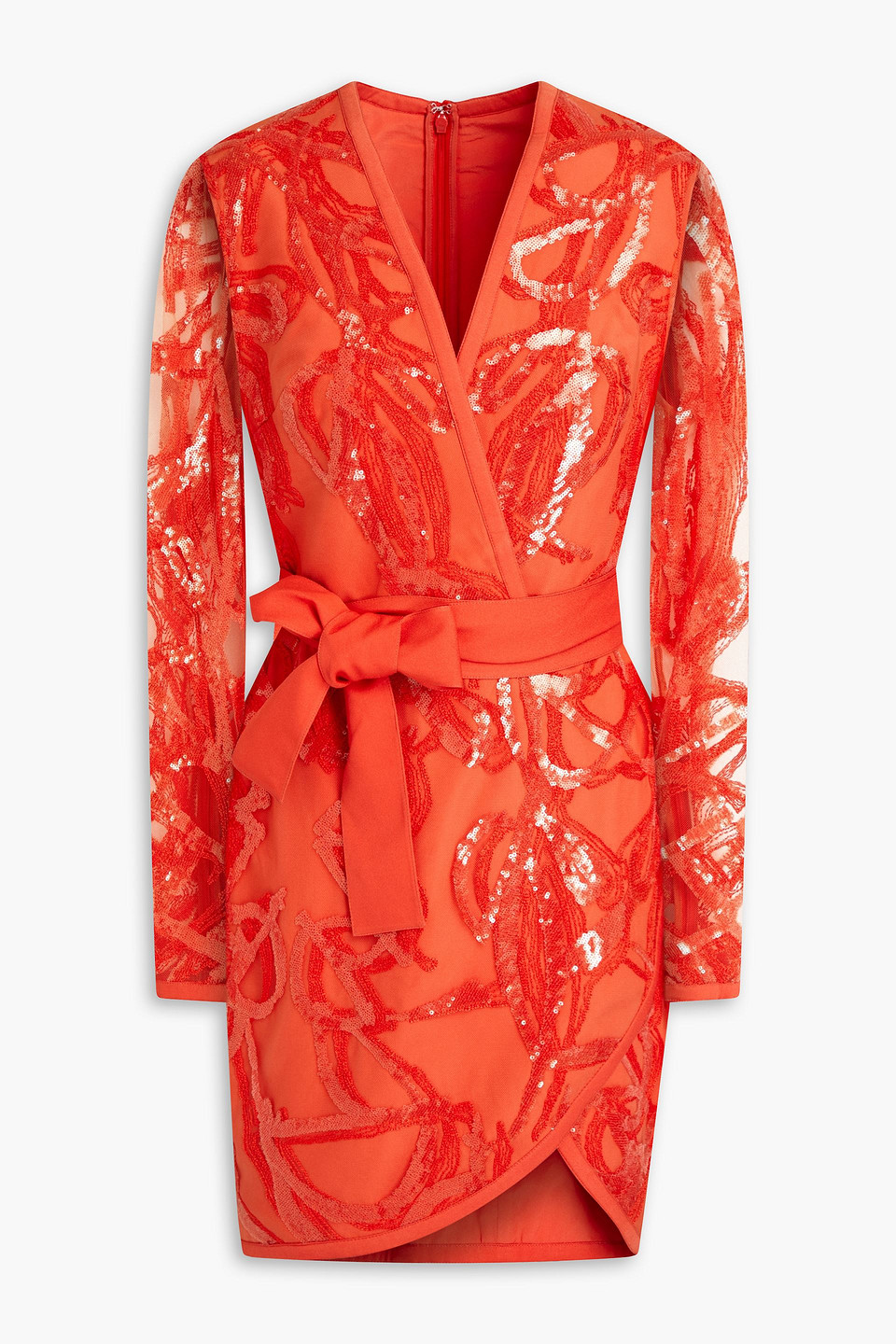Elie Saab Wrap-effect sequin-embellished tulle mini dress