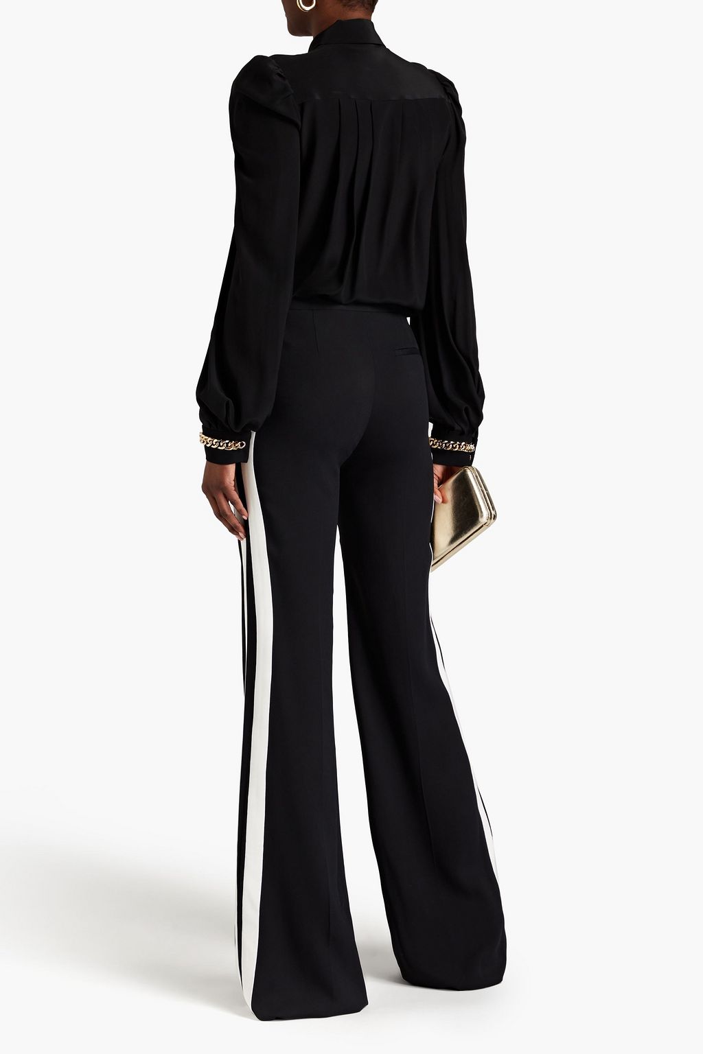 ELIE SAAB Chain-embellished silk-chiffon blouse