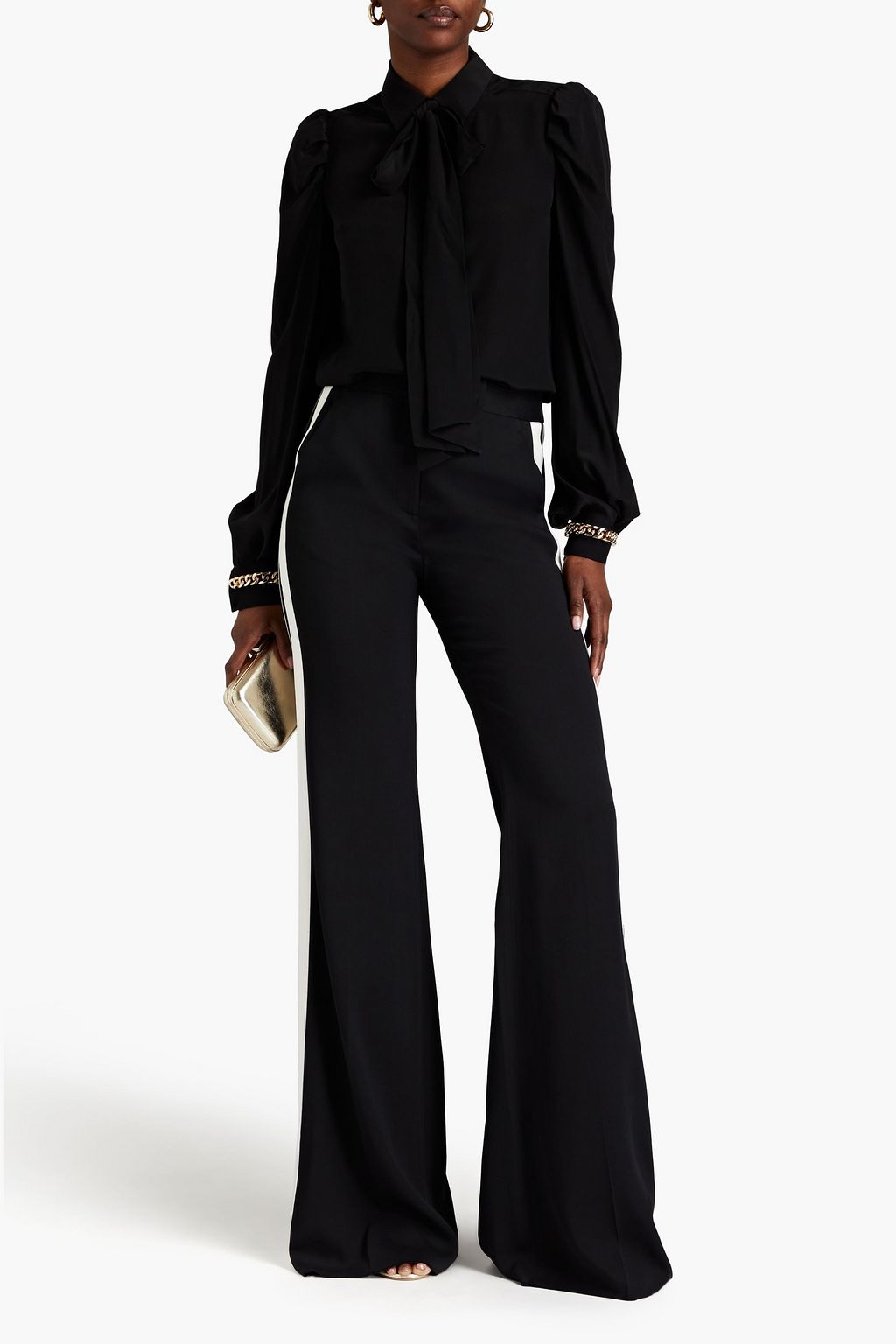 ELIE SAAB Chain-embellished silk-chiffon blouse