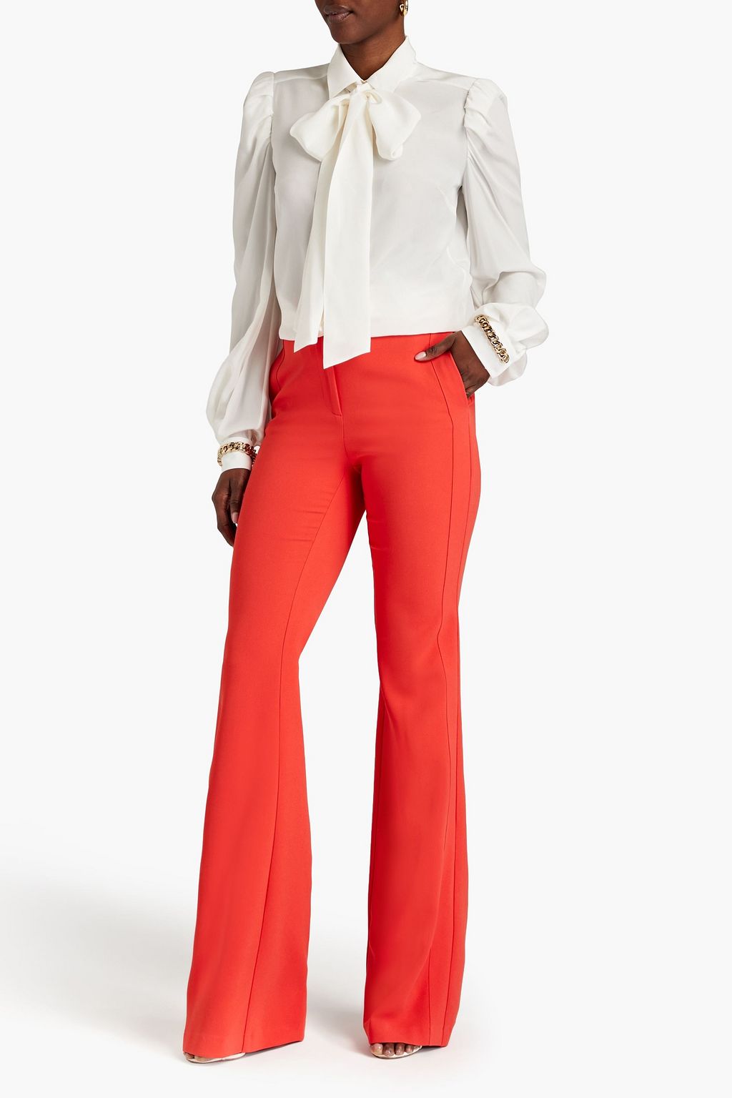 ELIE SAAB Chain-embellished silk-chiffon blouse