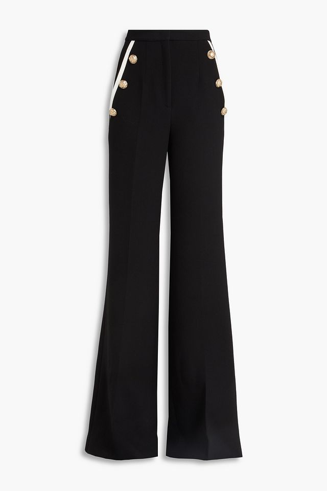 Embellished crepe wide-leg pants