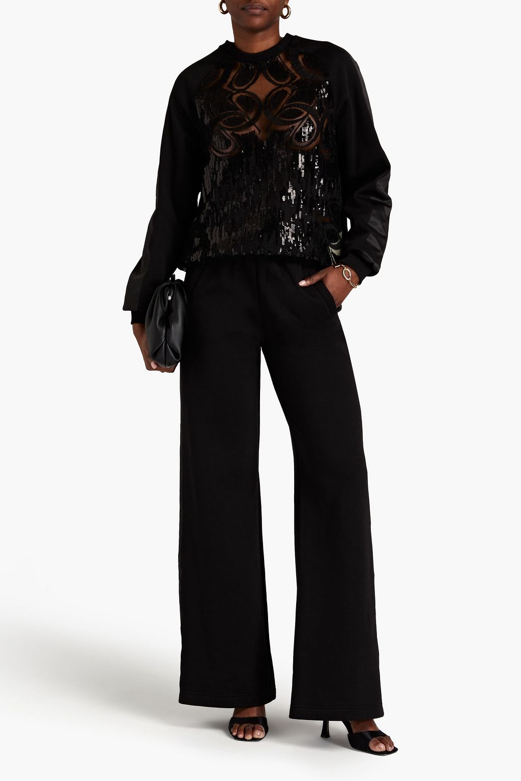 ELIE SAAB Cotton-fleece wide-leg pants