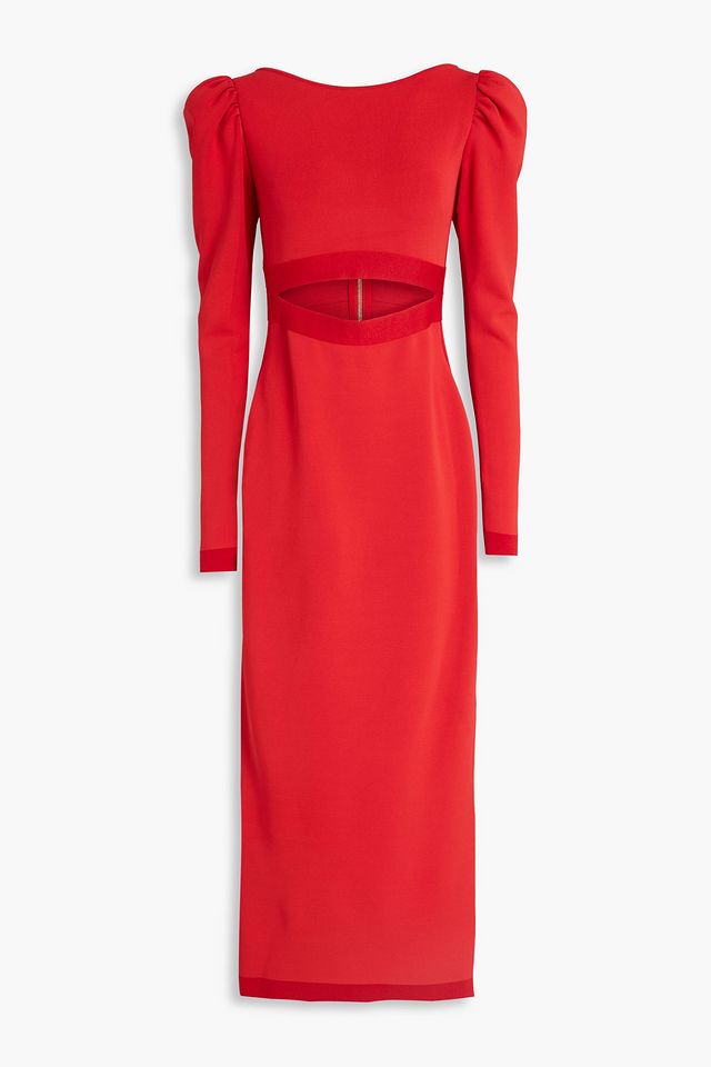 Cutout stretch-knit midi dress