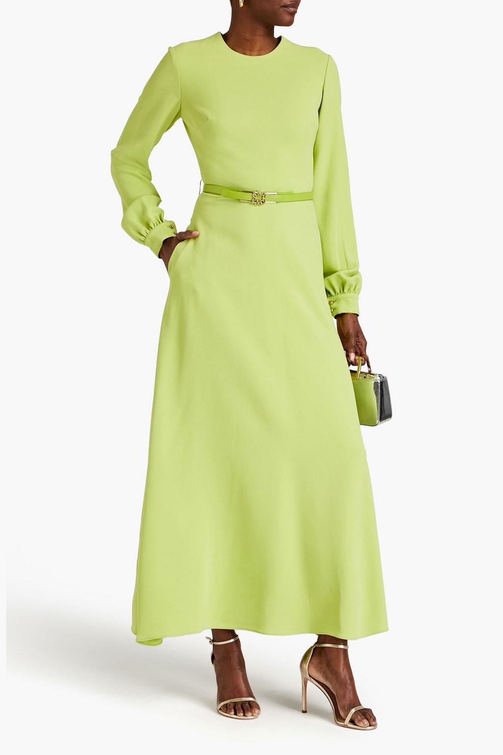 ELIE SAAB Belted cady maxi dress