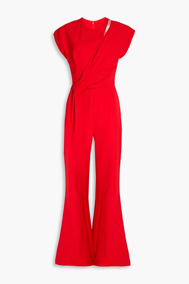 Draped cady wide-leg jumpsuit