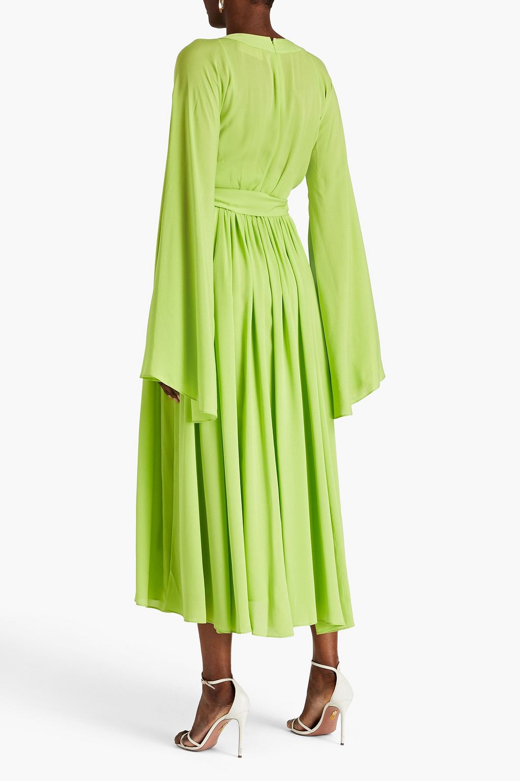 ELIE SAAB Wrap-effect gathered silk-georgette midi dress