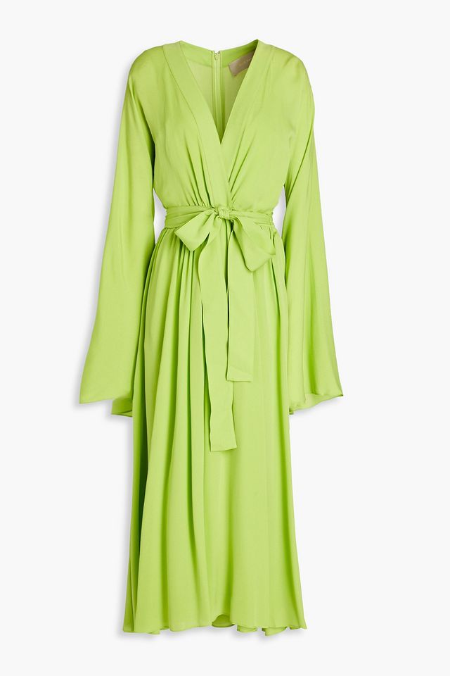 Wrap-effect gathered silk-georgette midi dress