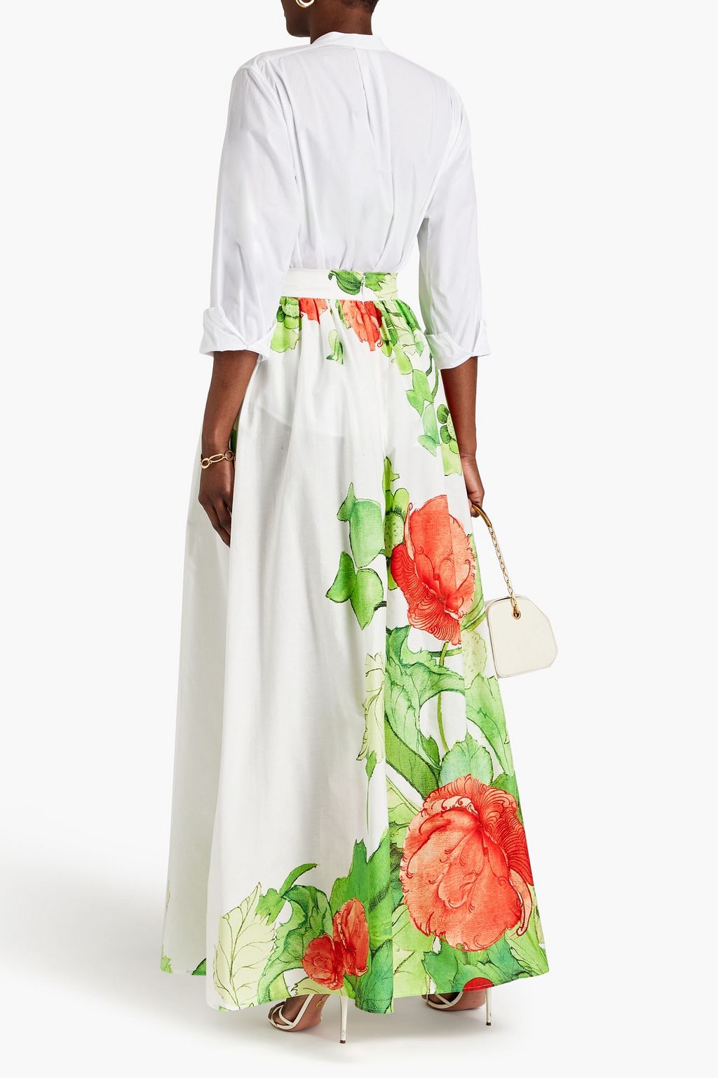 ELIE SAAB Floral-print cotton-poplin maxi skirt