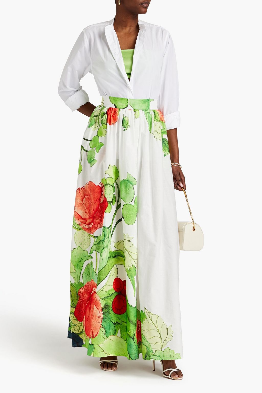 ELIE SAAB Floral-print cotton-poplin maxi skirt