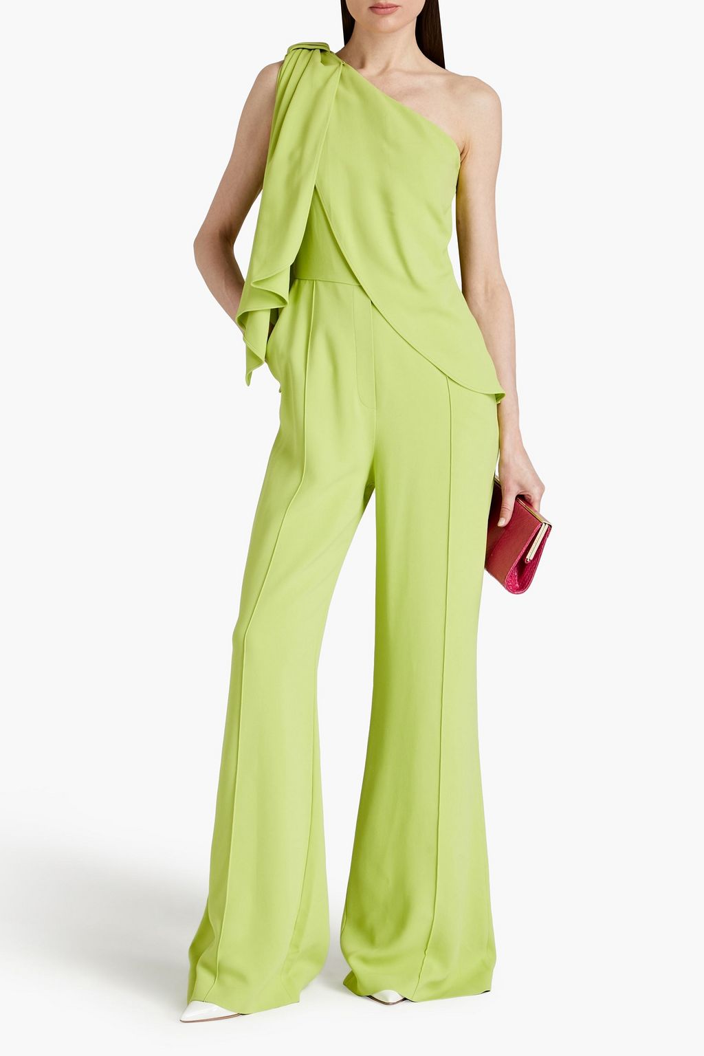 ELIE SAAB One-shoulder draped cady wide-leg jumpsuit