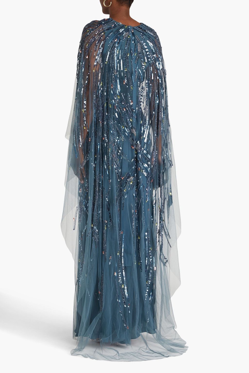ELIE SAAB Wrap-effect sequin-embellished tulle gown
