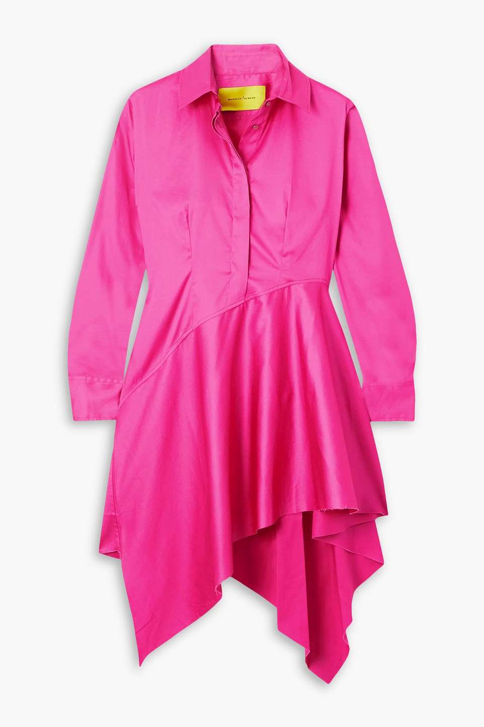 Marques' Almeida Asymmetric Stretch-cotton Poplin Mini Shirt Dress In Pink