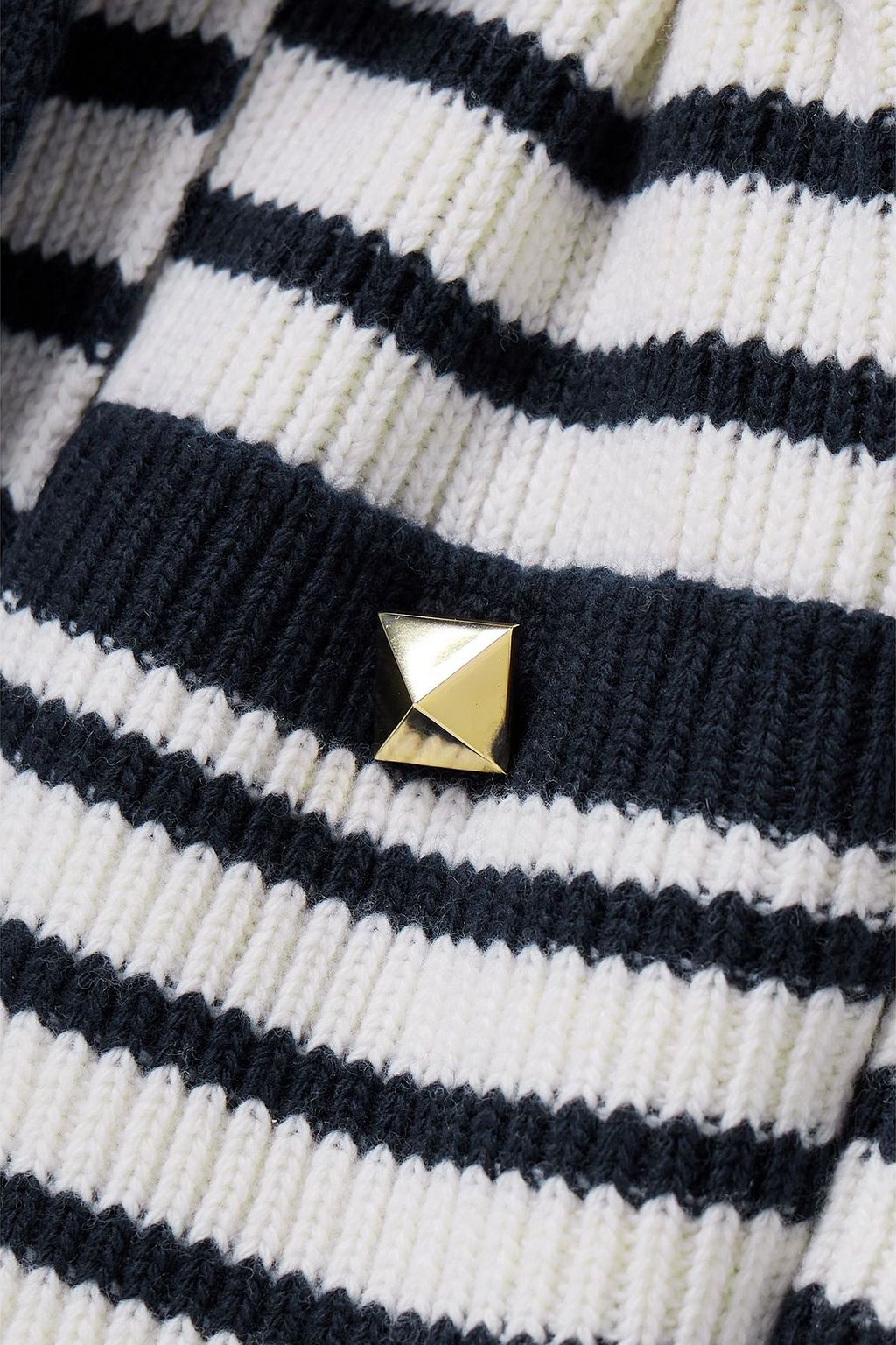 VALENTINO GARAVANI Striped studded metallic intarsia wool cardigan