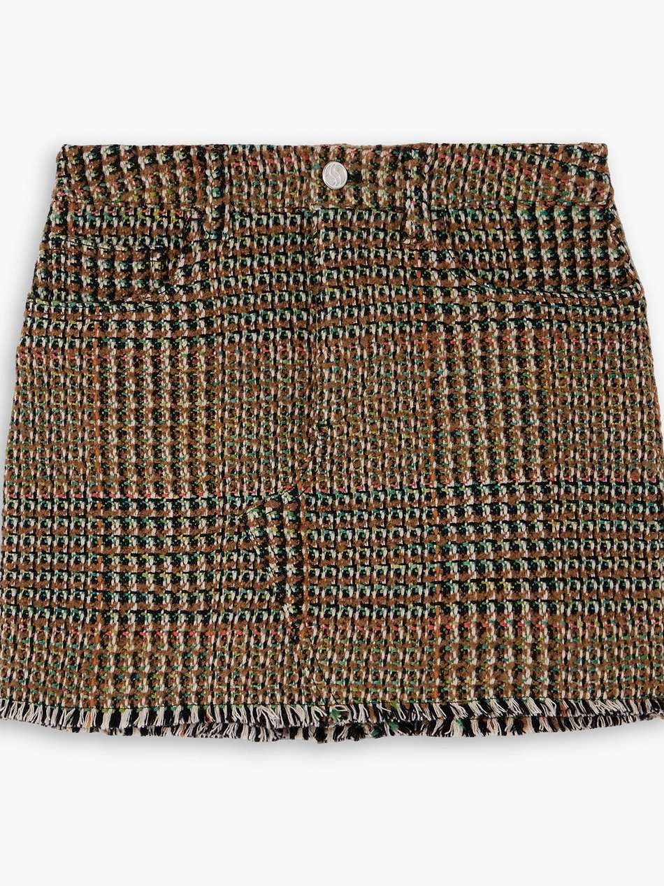 frayed checked wool-blend tweed mini skirt