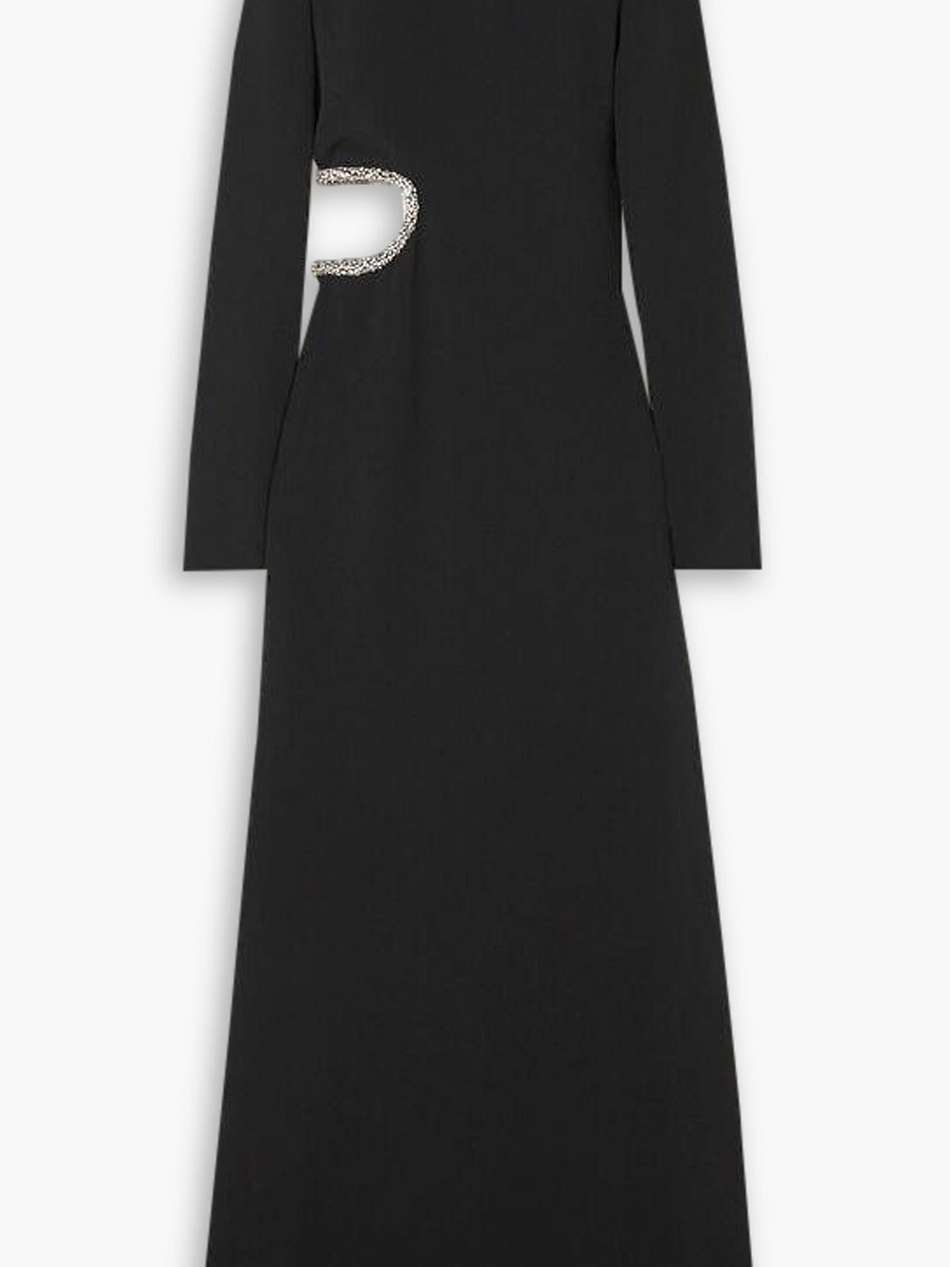 cutout crystal-embellished cady gown