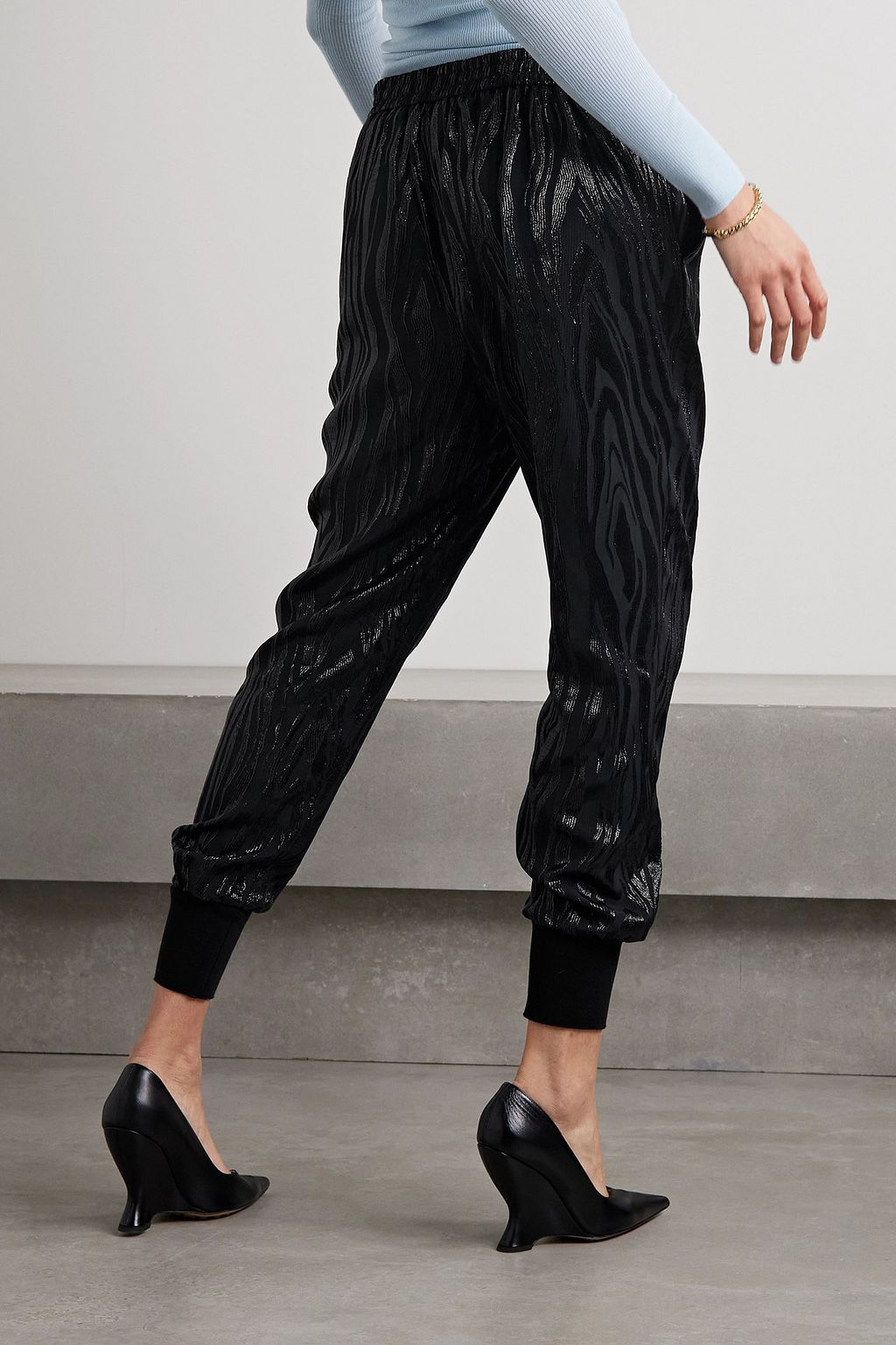 STELLA MCCARTNEY 줄리아 메탈릭 자카드 테이퍼드 트랙 팬츠